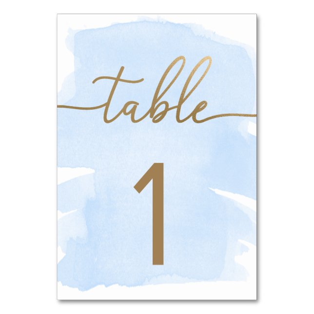 Numéro De Table Aquarelle bleu or (Par défaut)
