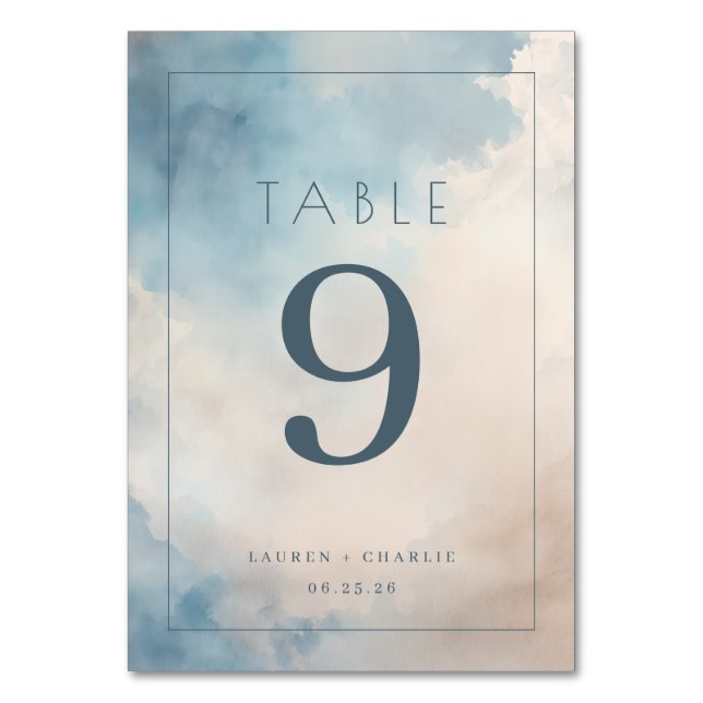 Numéro de table aquarelle bleu sérène (Par défaut)