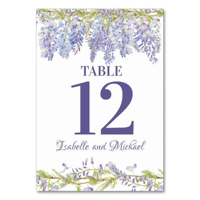 Numéro De Table Aquarelle bleu violet Mariage floral Numéro de tab (Par défaut)