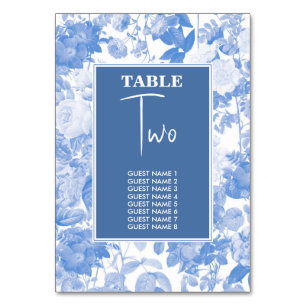Numéro De Table Aquarelle bleue Botanique Florales Mariage Table N