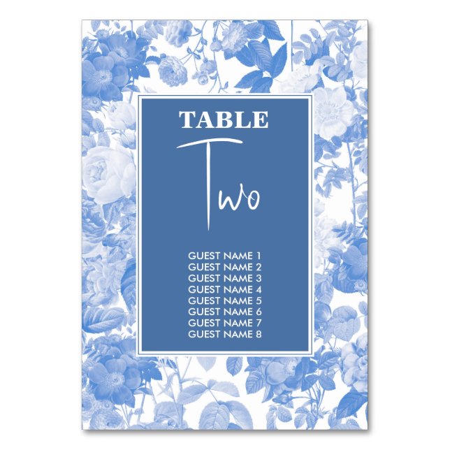 Numéro De Table Aquarelle bleue Botanique Florales Mariage Table N (Par défaut)