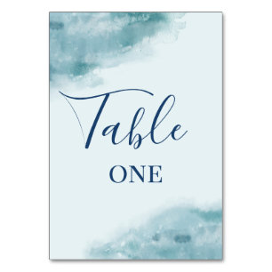 Numéro De Table Aquarelle bleue Icy Froid