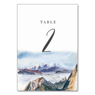 Numéro De Table Aquarelle Blue Mountains Pine Mariage