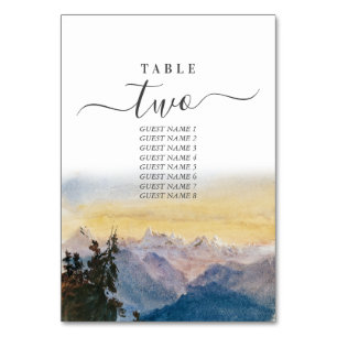 Numéro De Table Aquarelle Blue Mountains Pine Mariage