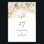 Numéro De Table Aquarelle Blush roses eucalyptus or mariage<br><div class="desc">Notre élégante collection de papeterie mariage à parties scintillant d'or fleurie boho sauge eucalyptus exhale le raffinement et le charme, parfait pour les couples à la recherche d'un mélange de beauté naturelle et d'accents glamour pour leur journée spéciale. Les motifs floraux délicats, associés à de subtiles accents de parties scintillant...</div>