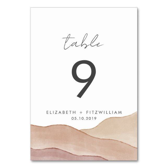 Numéro De Table Aquarelle Boho Abstraite | (Par défaut)
