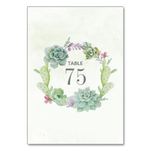 Numéro De Table Aquarelle Cactus Succulents Mariage Numéro de tabl