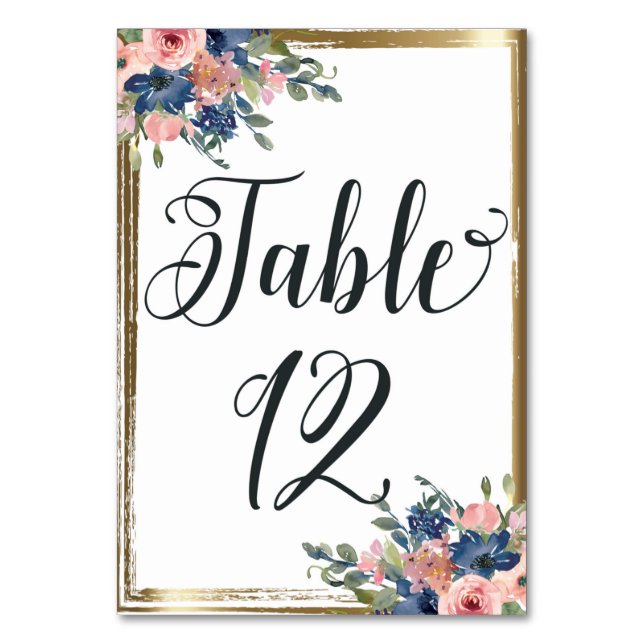 Numéro De Table Aquarelle calligraphie florale Numéro de tableau C (Par défaut)