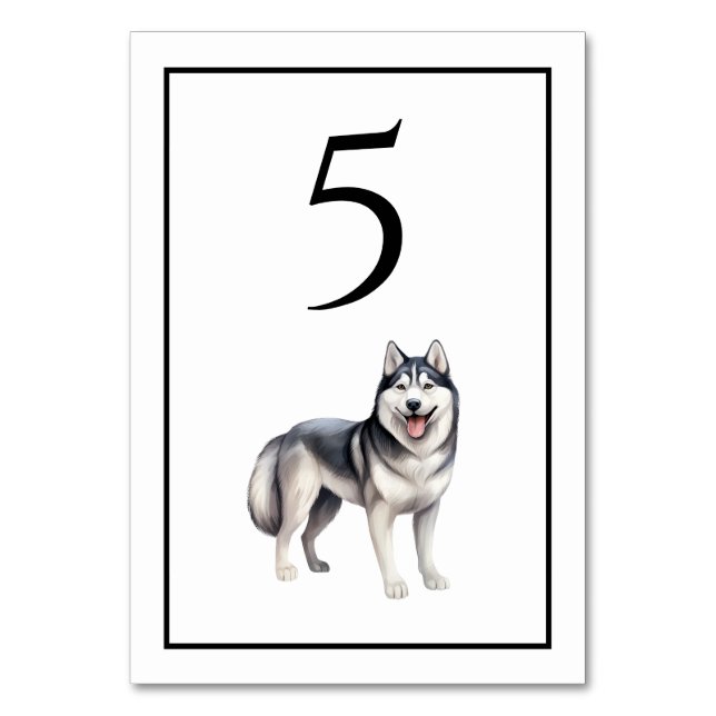 Numéro de table aquarelle chien husky (Par défaut)