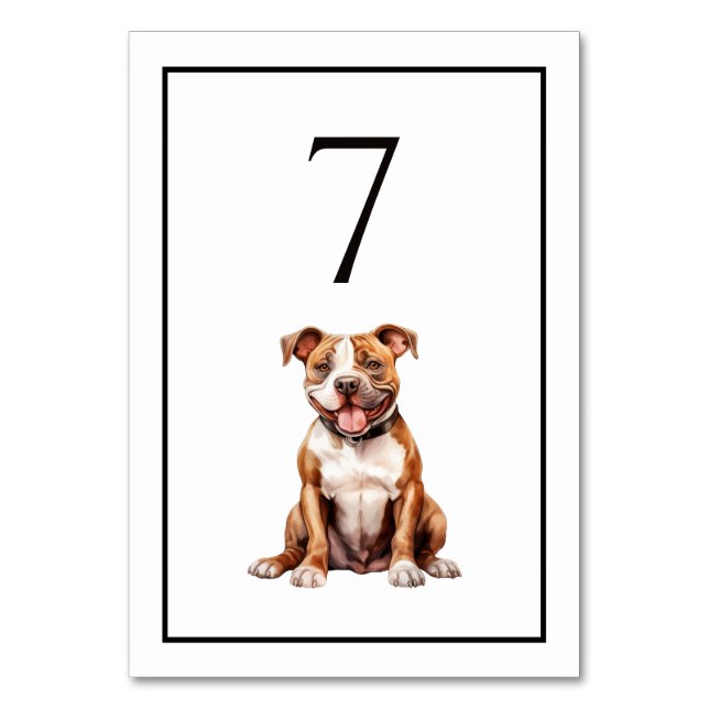 Numéro de table aquarelle chien Pit Bull (Par défaut)