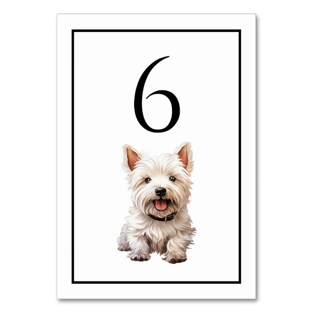 Numéro de table aquarelle Chien Terrier West Highl (Par défaut)