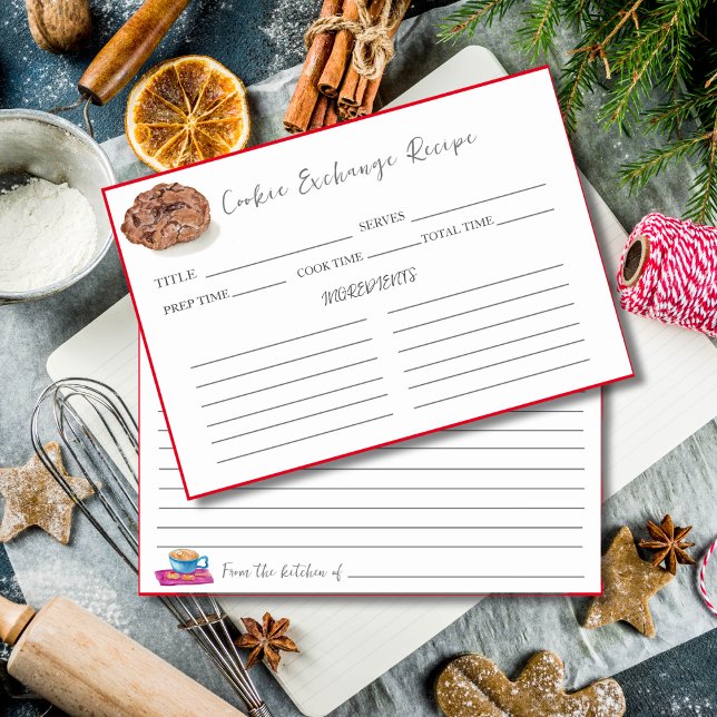 Numéro De Table Aquarelle Chocolat Chip Cookie Exchange Recette (Créateur téléchargé)