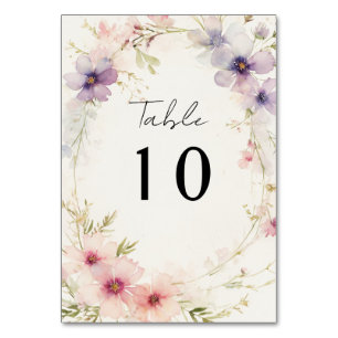 Numéro De Table Aquarelle cosmos fleurs mariage
