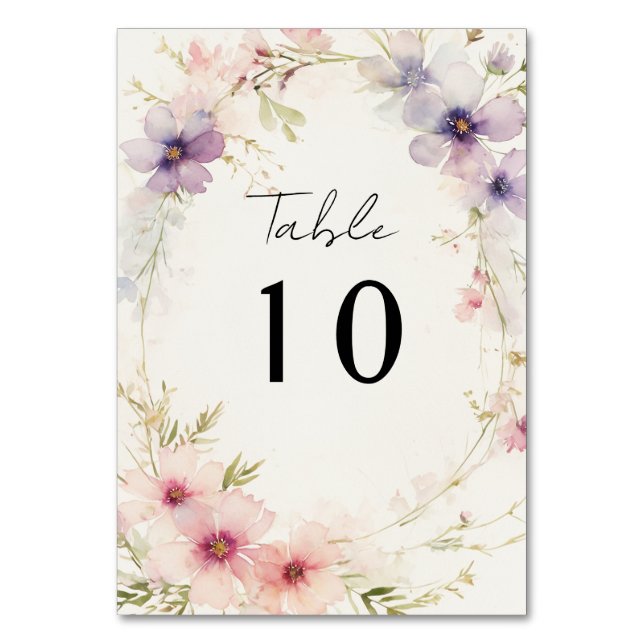 Numéro De Table Aquarelle cosmos fleurs mariage (Dos)