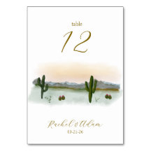 Numéro de table | Aquarelle Coucher de soleil du d