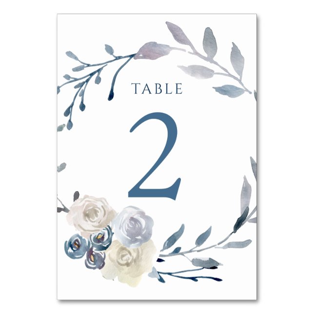 Numéro De Table aquarelle couronne bleu fleurie Tableau Numéro 2 (Par défaut)