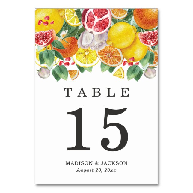 Numéro De Table Aquarelle de Citrus Mariage botanique (Par défaut)