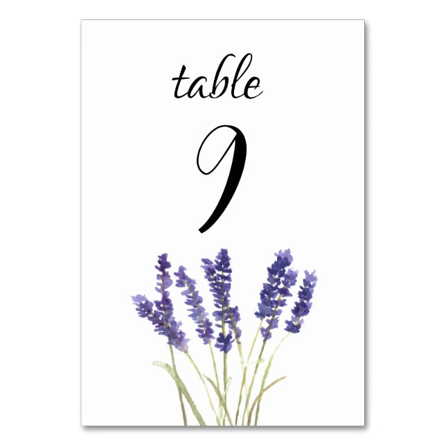 Numéro De Table Aquarelle de lavande Floral Purple Fleurs Mariage (Par défaut)