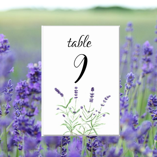 Numéro De Table Aquarelle de lavande Floral Purple Fleurs Mariage (Créateur téléchargé)