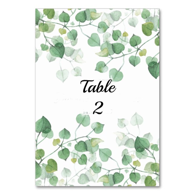 Numéro De Table Aquarelle de mariage aux feuilles (Par défaut)