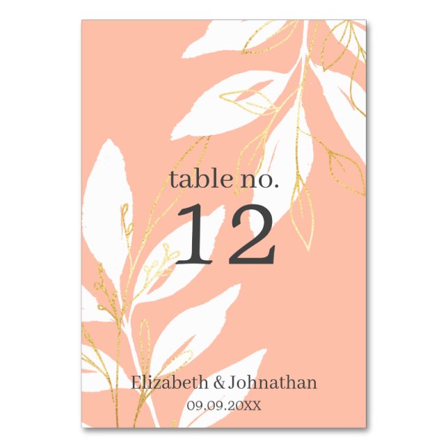 Numéro De Table Aquarelle de Pêche d'or Réception de mariage flora (Par défaut)