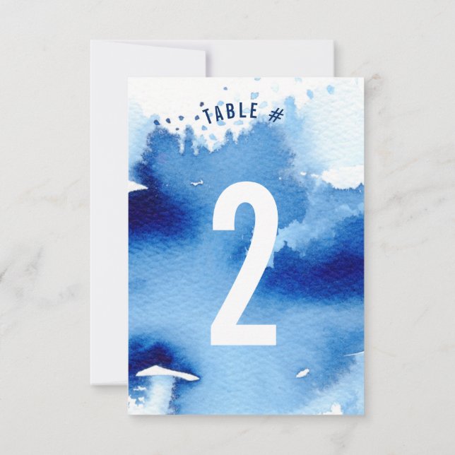 NUMÉRO DE TABLE aquarelle design cool bleu foncé (Dos)