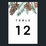Numéro De Table Aquarelle d'hiver Pinecone Mariage moderne<br><div class="desc">Ces cartes numériques élégantes et modernes présentent des pinecones d'aquarelle peintes à la main et des feuilles de pin,  parfaits pour les mariages d'hiver et les fêtes de fin d'année. Personnalisez chaque numéro et ajoutez-le individuellement à votre panier. Voir notre boutique pour plus de pièces dans ce design!</div>