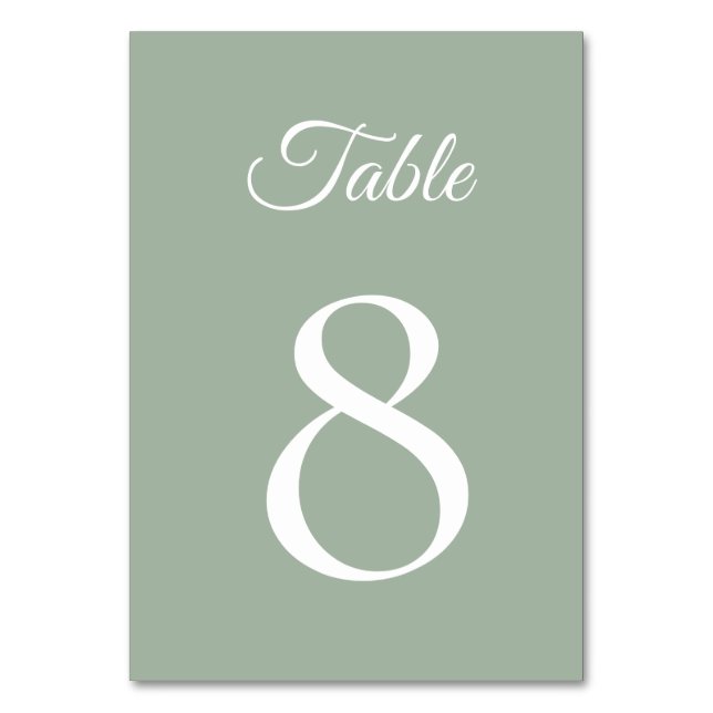 Numéro De Table Aquarelle douce Mariage vert Sage (Par défaut)