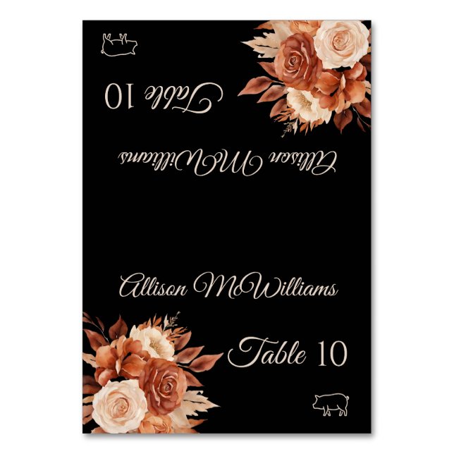 Numéro De Table Aquarelle Elégance Automne Icône Porc - (Par défaut)