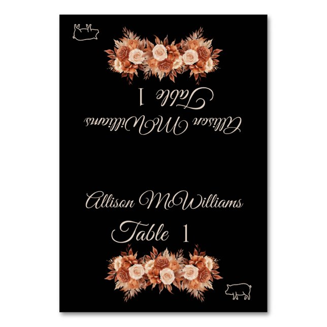 Numéro De Table Aquarelle Elégance Automne Icône Porc - (Par défaut)