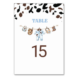 Numéro De Table Aquarelle Elegant Petit Cowboy Rodeo Pays Onglet