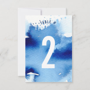 NUMÉRO DE TABLE aquarelle élégante bleu foncé cool