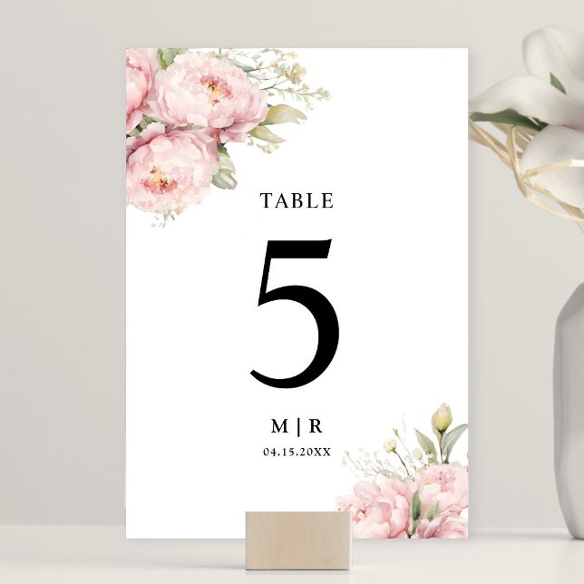 Numéro De Table Aquarelle élégante de rose pâle (Créateur téléchargé)