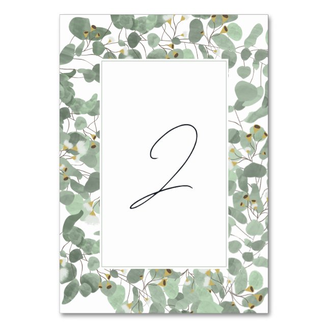 Numéro De Table Aquarelle Eucalyptus Mariage de fleurs vertes (Par défaut)