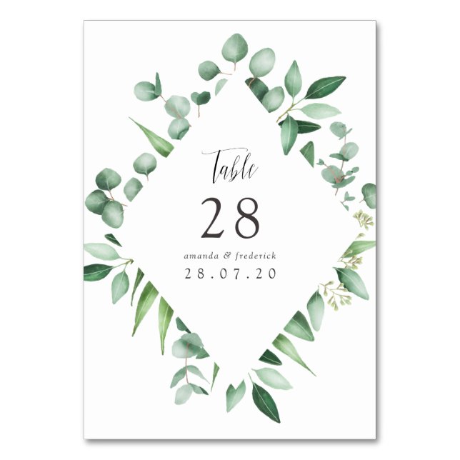 Numéro De Table Aquarelle Eucalyptus Mariage de verdure (Par défaut)