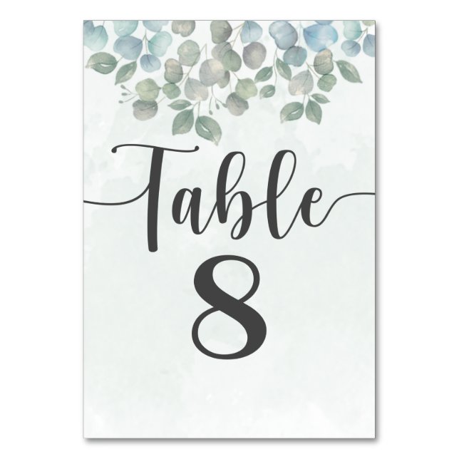 Numéro De Table Aquarelle Eucalyptus Sage Mariage vert (Par défaut)