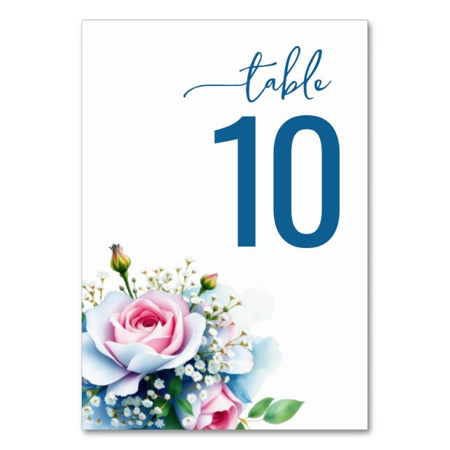 Numéro De Table Aquarelle Fleur Bleue Sérénité (Par défaut)
