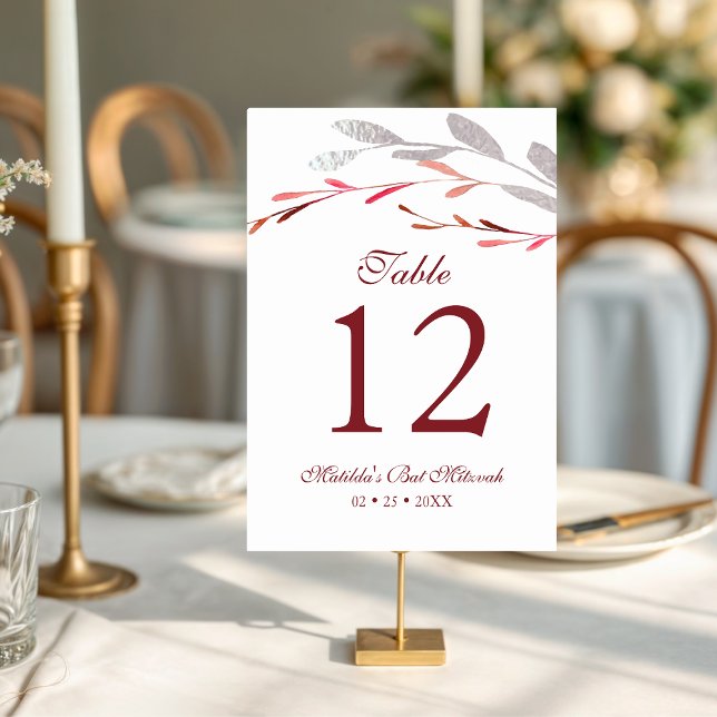 Numéro De Table Aquarelle Fleur de Succulente Botanique Bar Mitzva (Créateur téléchargé)