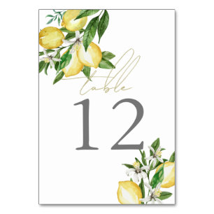 Numéro De Table Aquarelle Fleurie Citron