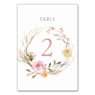 Numéro De Table aquarelle fleurs d'été Tableau Numéro 2