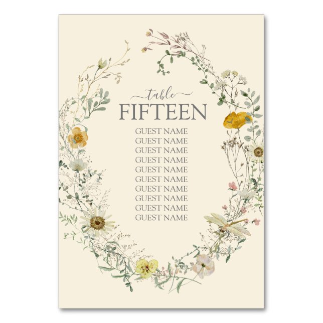 Numéro De Table Aquarelle Fleurs Sauvages Été Automne (Par défaut)