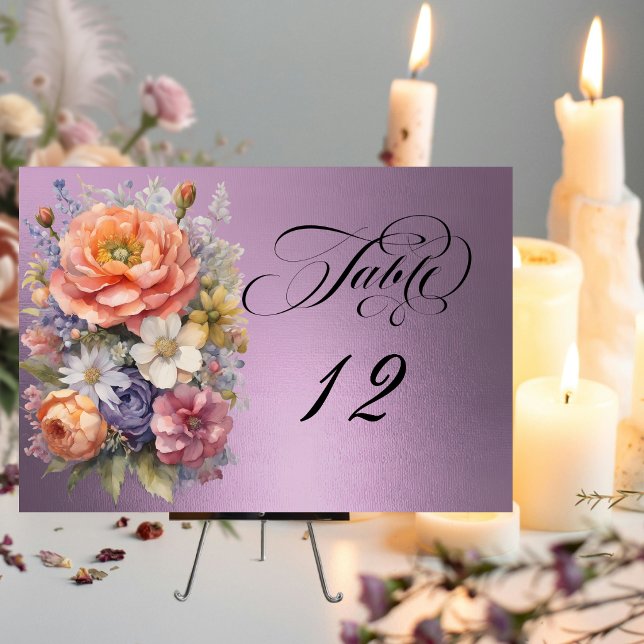 Numéro De Table Aquarelle Fleurs Sauvages - Lavande (Créateur téléchargé)