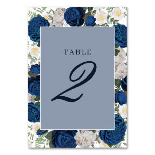 Numéro De Table Aquarelle Florale Bleue Moderne Mariage élégant