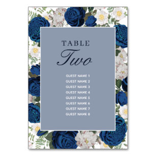 Numéro De Table Aquarelle Florale Bleue Moderne Mariage élégant