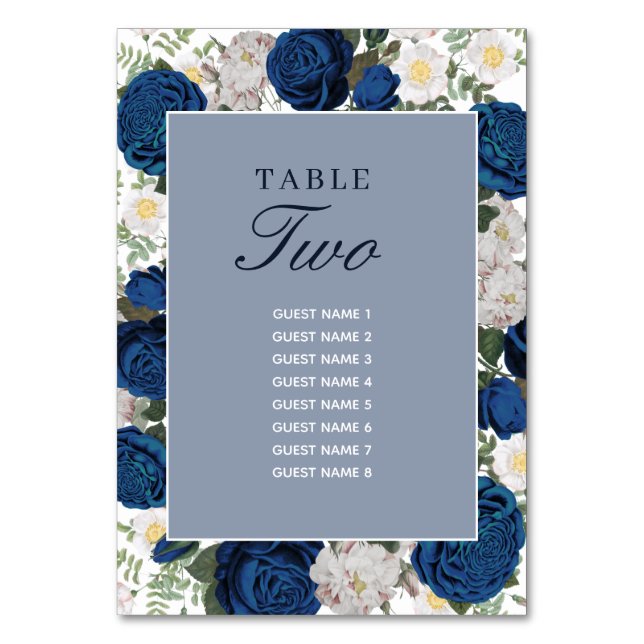 Numéro De Table Aquarelle Florale Bleue Moderne Mariage élégant (Par défaut)