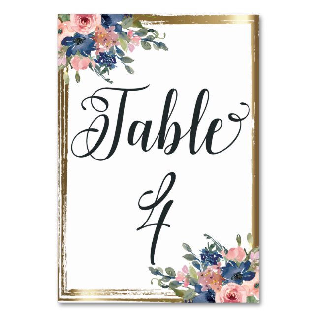 Numéro De Table Aquarelle Florale calligraphie Numéro de tableau C (Par défaut)