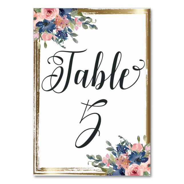 Numéro De Table Aquarelle Florale calligraphie Numéro de tableau C (Par défaut)
