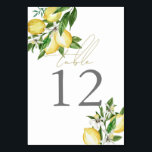 Numéro De Table Aquarelle florale Citrus Lemon<br><div class="desc">Ce numéro de table de mariage élégant est composé d'un arrière - plan blanc avec citrons/agrumes,  fleurs et feuilles en aquarelle. Personnalisez-le selon vos besoins. Vous pouvez trouver des produits correspondants dans mon magasin.</div>