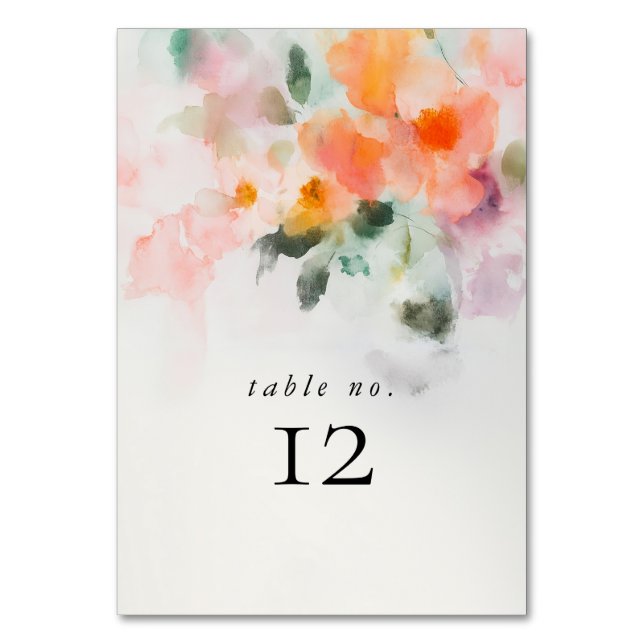 Numéro De Table Aquarelle florale Élégant Mariage d'été romantique (Par défaut)