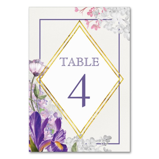 Numéro De Table Aquarelle florale Iris de printemps (Par défaut)